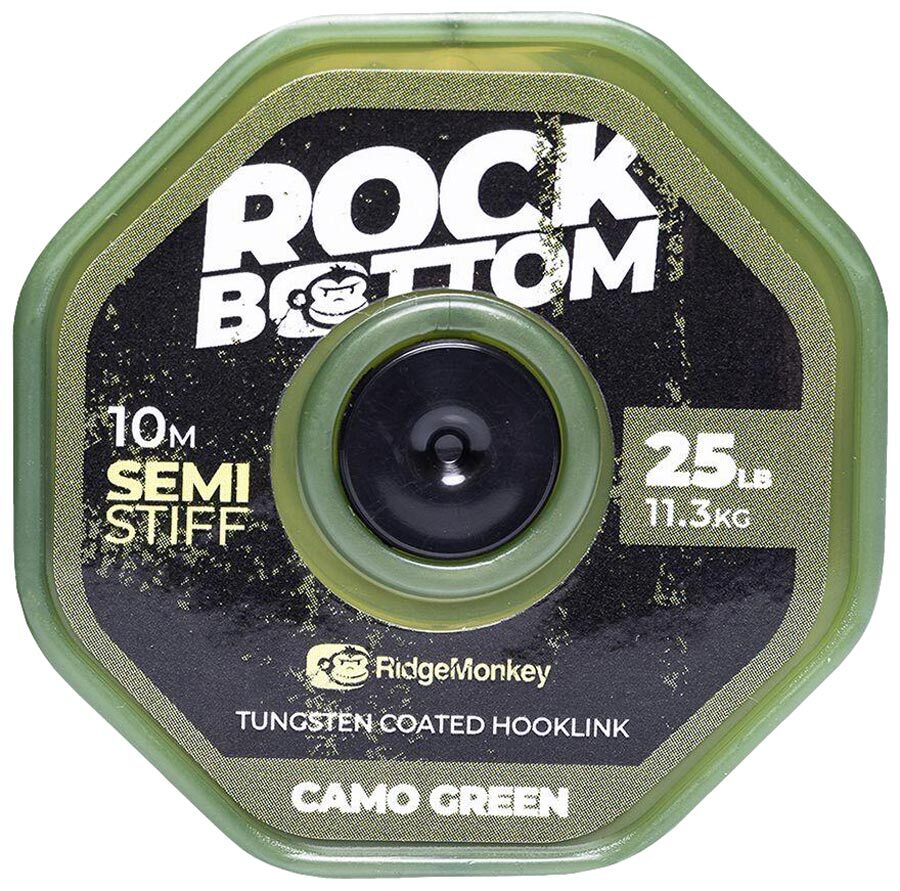 Повідковий матеріал RidgeMonkey Connexion Rock Bottom Tungsten Semi Stiff Coated Hooklink Camo Green 10m 25lb Повідковий матеріал RidgeMonkey Connexion Rock Bottom Tungsten Semi Stiff Coated Hooklink Camo Green 10m 25lb