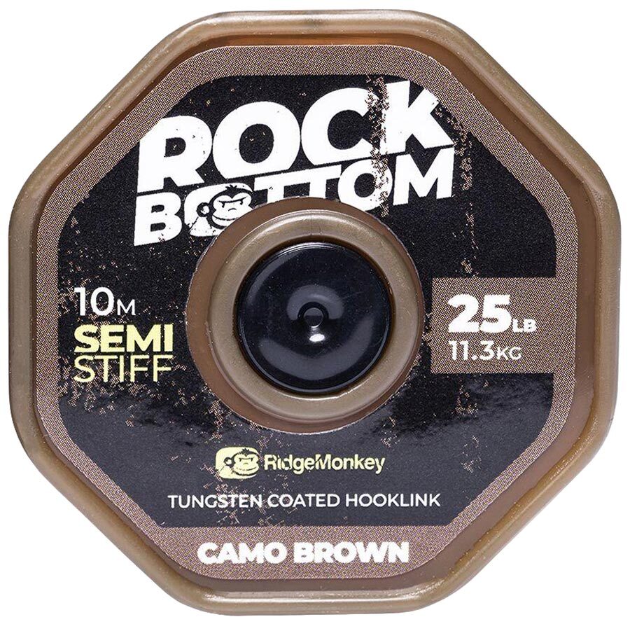 Повідковий матеріал RidgeMonkey Connexion Rock Bottom Tungsten Semi Stiff Coated Hooklink Camo Brown 10m 25lb Повідковий матеріал RidgeMonkey Connexion Rock Bottom Tungsten Semi Stiff Coated Hooklink Camo Brown 10m 25lb