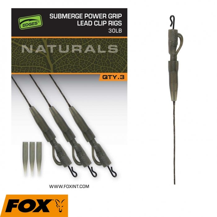 Готовый монтаж Fox Egdes Naturals Submerge Power grip lead clip 75cm 30lb 3шт