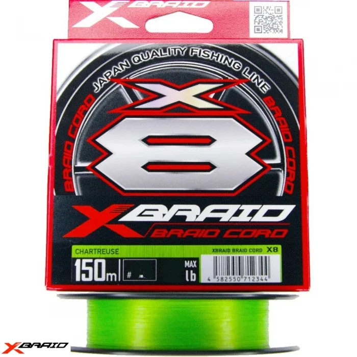Шнур YGK X-Braid Cord X8 Chartreuse 0,285mm PE:3,0 50lb 150m