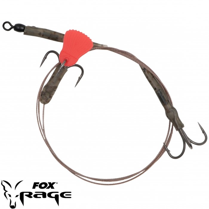 Готовый поводок Rage Predator Twin Treble Trace Barbed 52cm 40lb Size 6 1шт