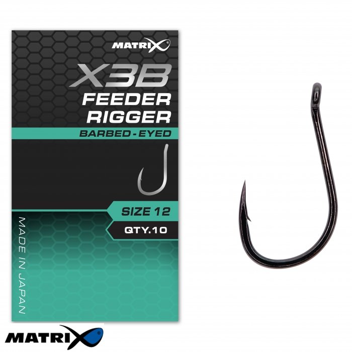 Крючки Matrix X3B Feeder Rigger Eyed Hooks Barbed Size 10 10шт