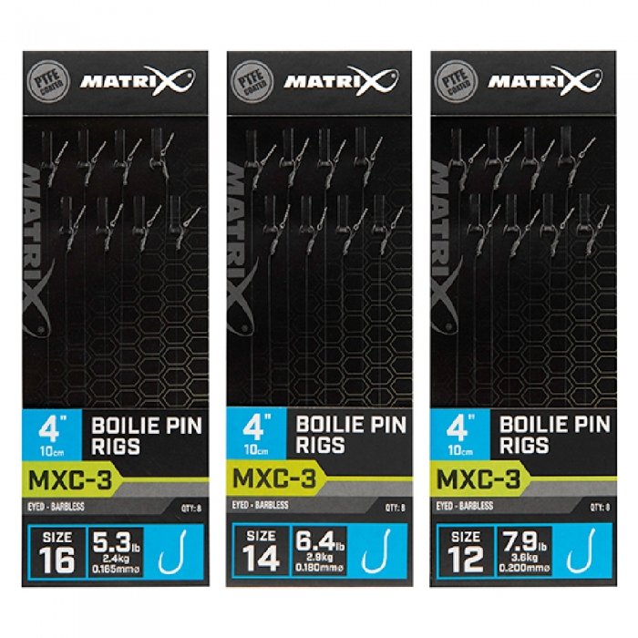 Готовый поводок с безбородым крючком Matrix MXC-3 Boilie Pin Rigs 10cm/4ins Barbless 0,20mm Size 12 8шт Готовый поводок с безбородым крючком Matrix MXC-3 Boilie Pin Rigs 10cm/4ins Barbless 0,20mm Size 12 8шт
