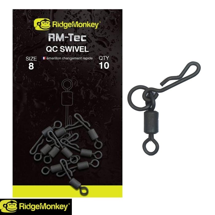 Вертлюг быстросьемный Ridge Monkey RM-Tec Quick Change Inline Swivel Size 8 8шт Вертлюг быстросьемный Ridge Monkey RM-Tec Quick Change Inline Swivel Size 8 8шт