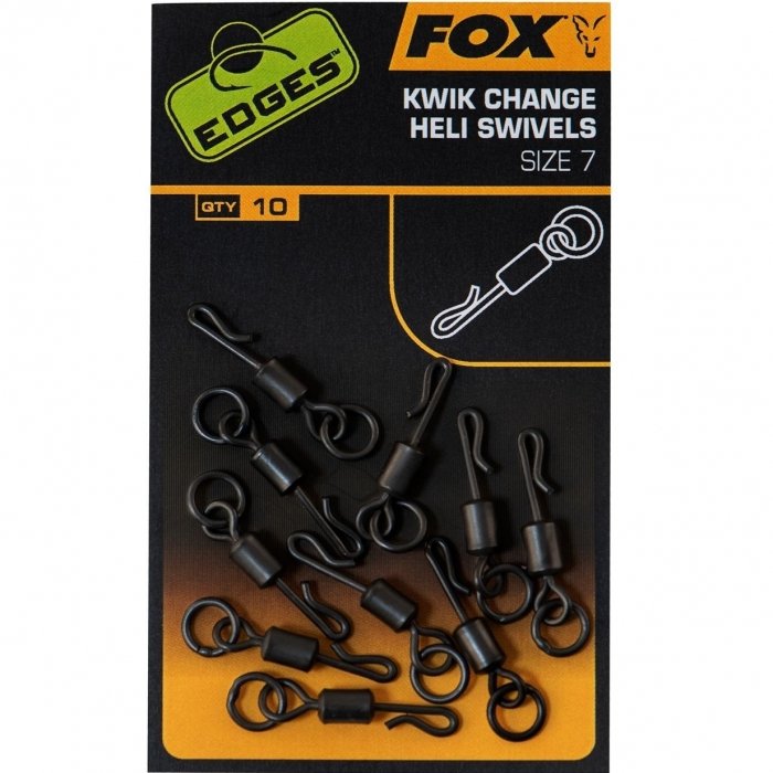 Вертлюг быстросьемный с кольцом Fox Edges Kwik Change Heli Swivels Size 7 10шт Вертлюг быстросьемный с кольцом Fox Edges Kwik Change Heli Swivels Size 7 10шт